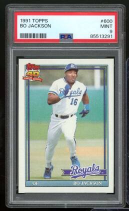 Bo Jackson Card 1991 Topps #600 PSA 9
