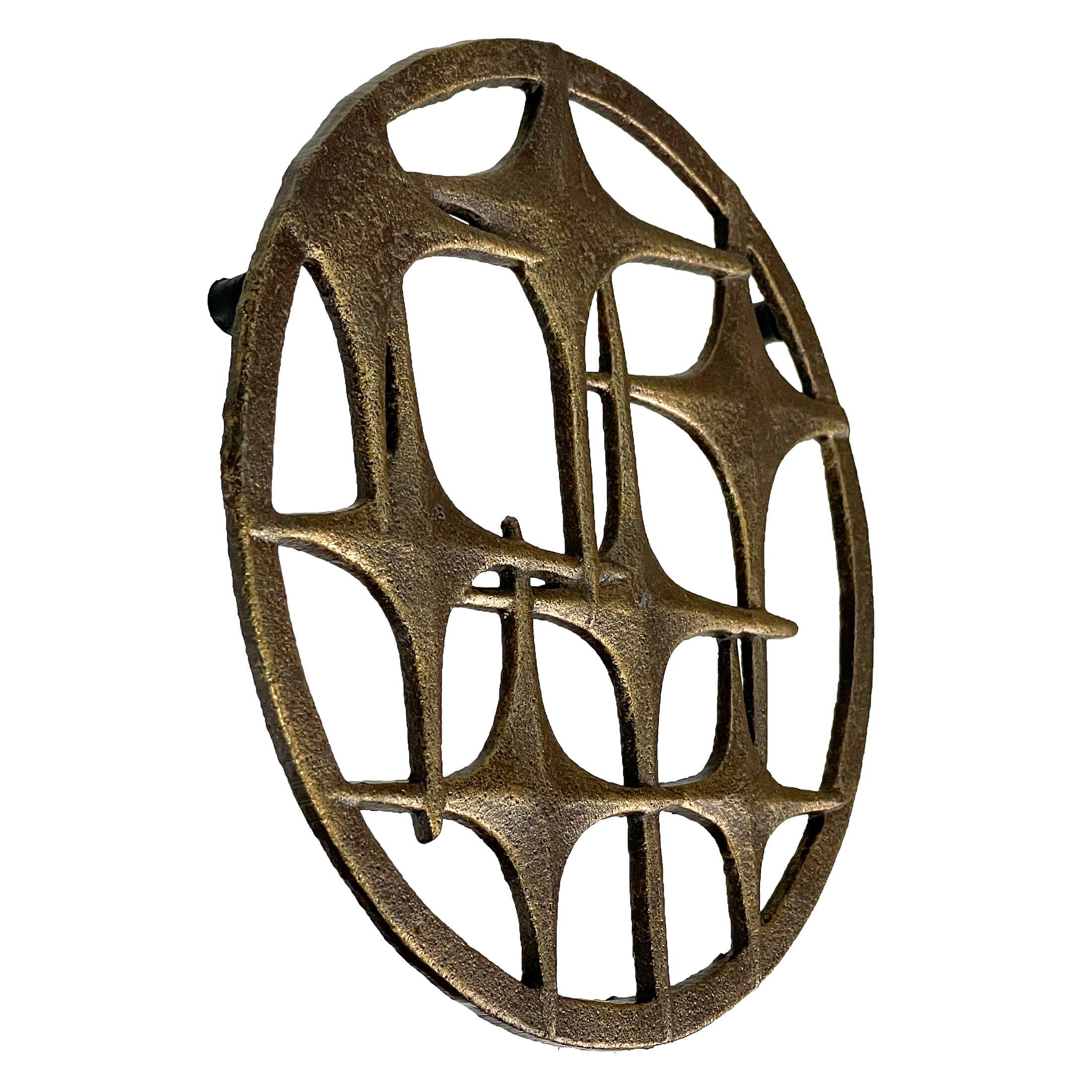Alt View 1. Zeckos - Cast Iron Stars Trivet – Bronze Finish, 8" Round, Mid Century Modern Style - Bronze.