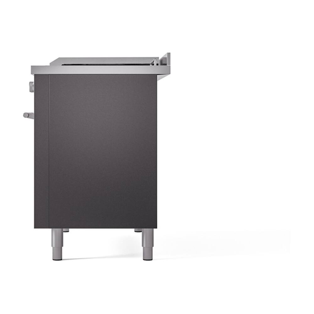 Alt View 4. ILVE - ILVE Professional Plus II Series 48 in. Dual Fuel Range with 5 Sealed Burners + Griddle (Natural Gas, Satin Trim) - Graphite Matte.