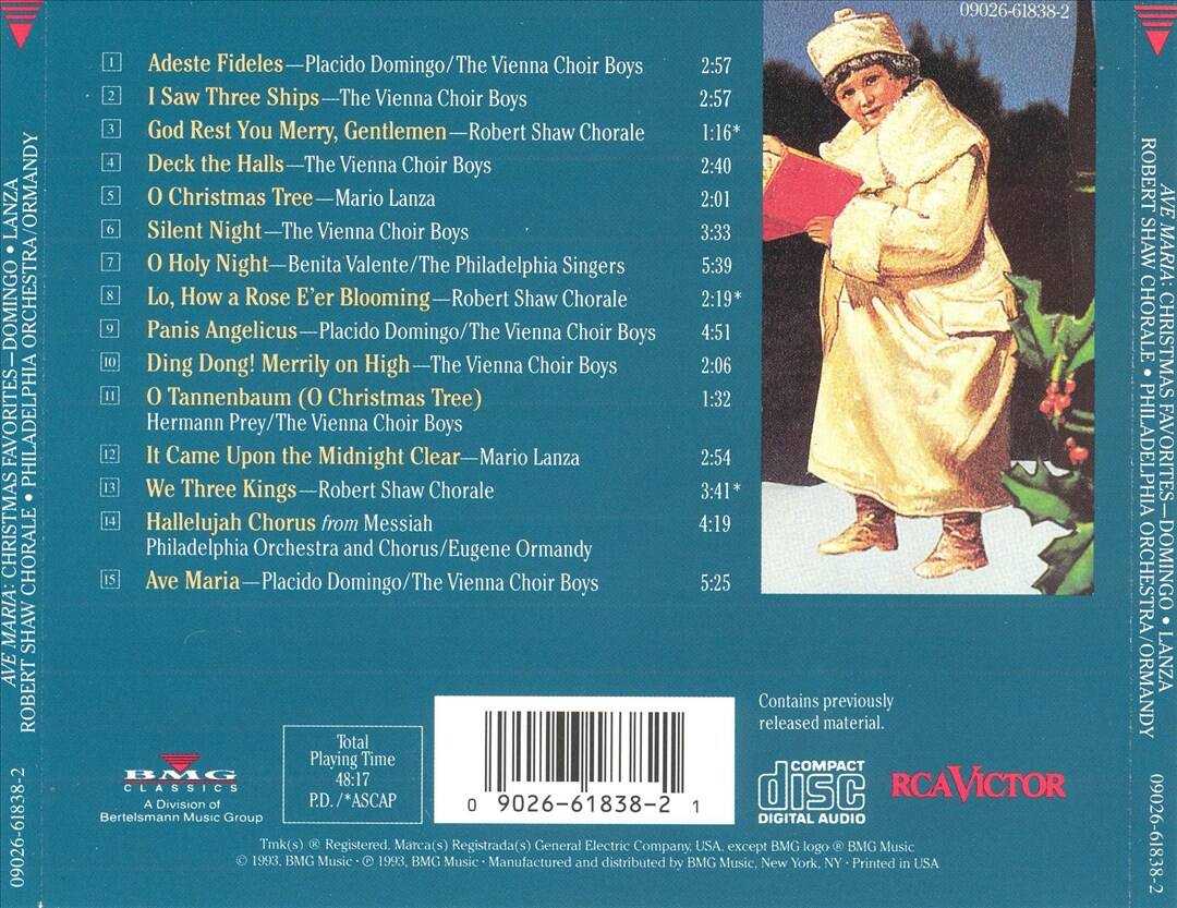Back. Ave Maria: Christmas Favorites [CD].