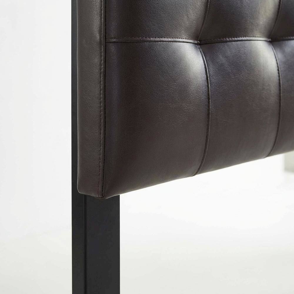Alt View 1. FurniFact - Upholstered Vinyl King Headboard with Elegant Padded Design and Durable Finish - Brown.