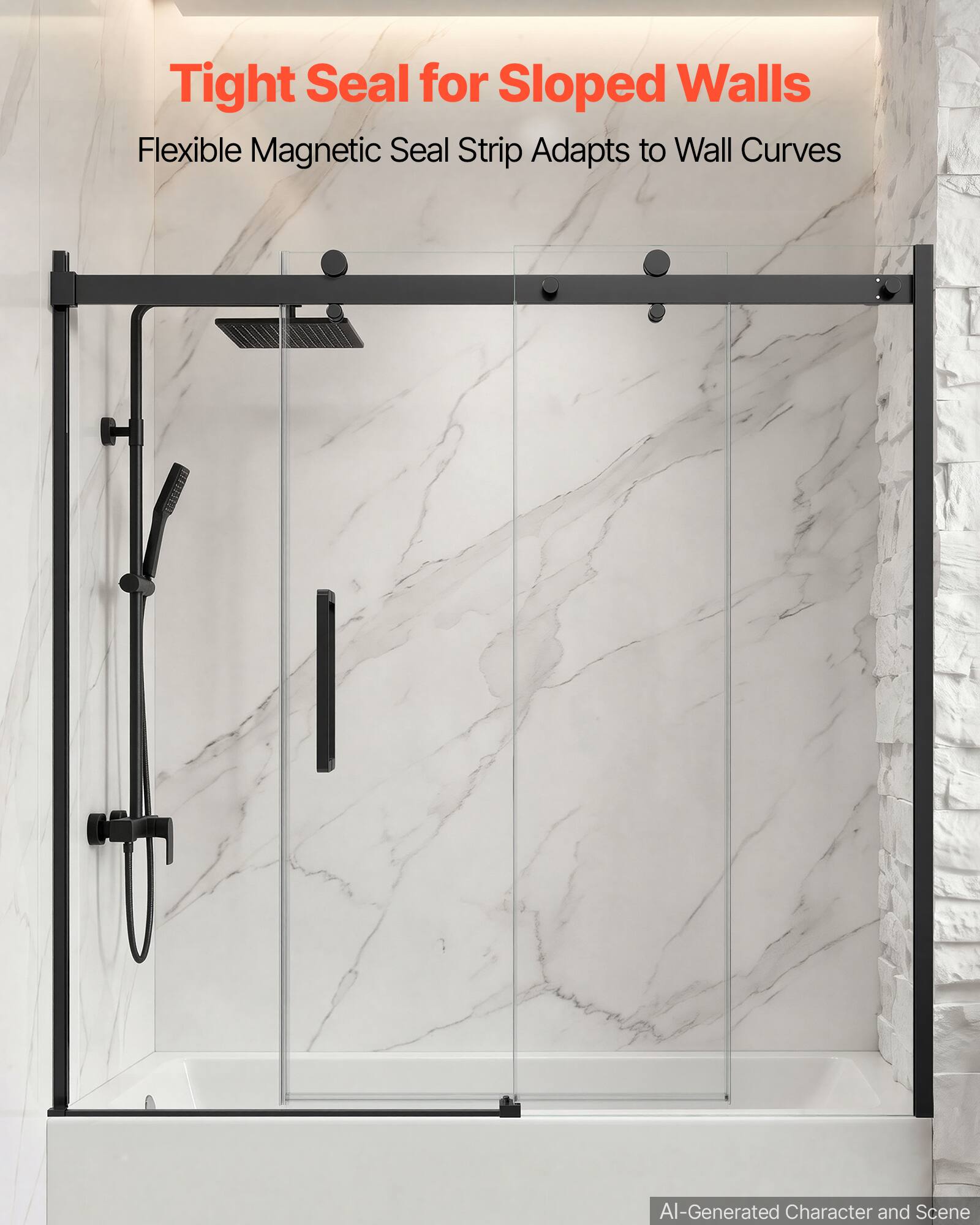 Tight Seal for Sloped Walls  
Flexible Magnetic Seal Strip Adapts to Wall Curves  

AI-Generated Character and Scene