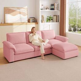 Roomtec - Cloud Couch Sectional for Living Room L Shaped Couch Modular Sectional Sofa Chenille Fabric for Apartment - Pink