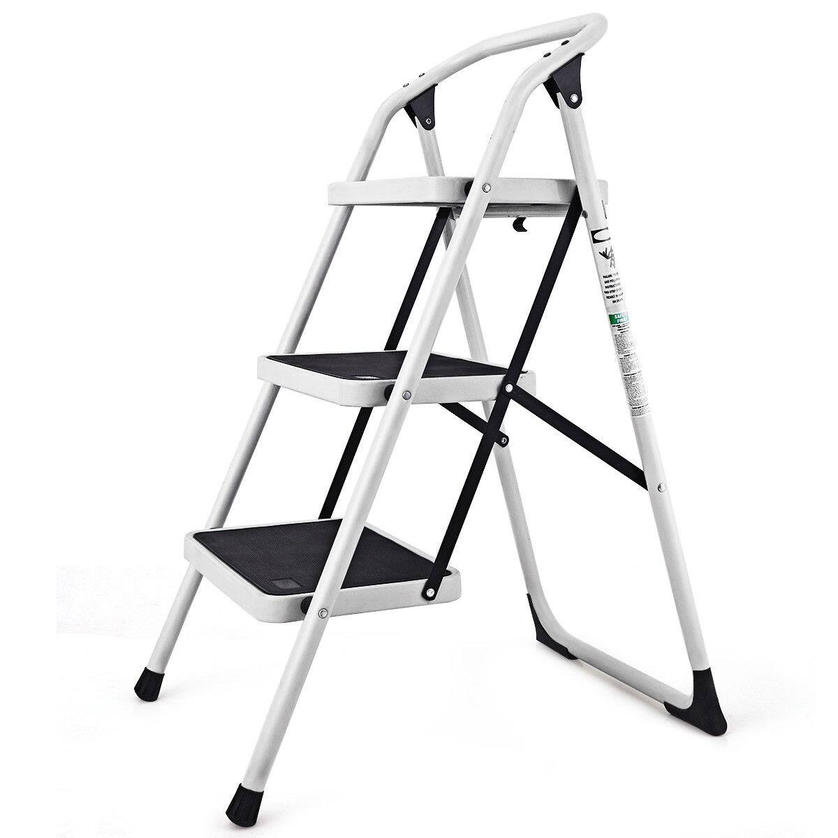 Alt View 8. Costway - Costway 3 Step Lightweight Ladder HD Platform Foldable Stool 330 LB Cap. Saving Space - Black.