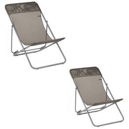 Lafuma - Maxi Transat Folding Camping Steel Mesh Sling Chair, Graphite (2 Pack) - Basalt/Graphite