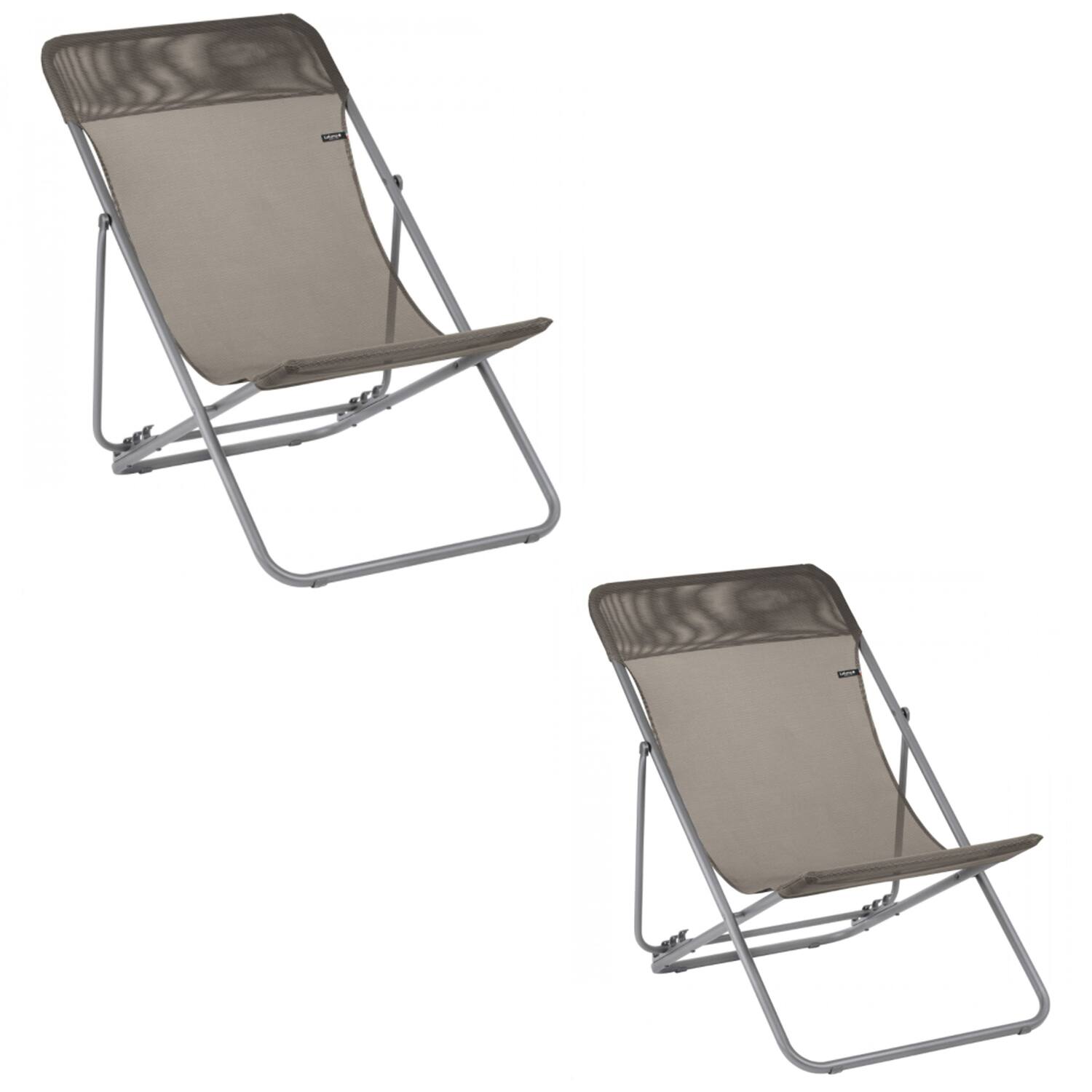 Front. Lafuma - Lafuma Maxi Transat Folding Camping Steel Mesh Sling Chair, Graphite (2 Pack) - Basalt/Graphite.