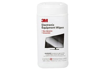 3M - Electronic Equipment Cleaning Wipes, Unscented, Non-abrasive, Safe For Most Surfaces, 80 Wipes (CL610)