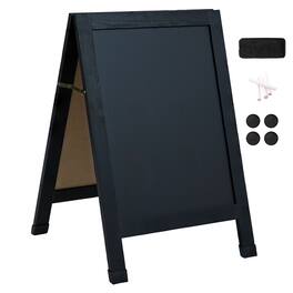 Sunnydaze - 30" x 20" A-Frame Chalkboard with Chalk and Eraser - Black