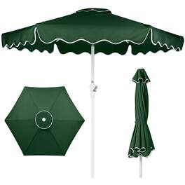 Best Choice Products - 7.5ft Patio Market Umbrella with Wavy Trim, Fade-Resistant, Crank & Tilt, Wind Vent - Green