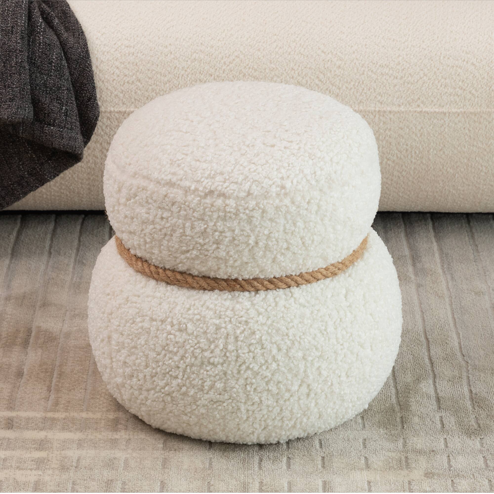 Front. GOODSILO - Adorable Plush Snowman Stool with Soft Cushion - Compact Seating Solution for Home Decor and Play Areas - White.