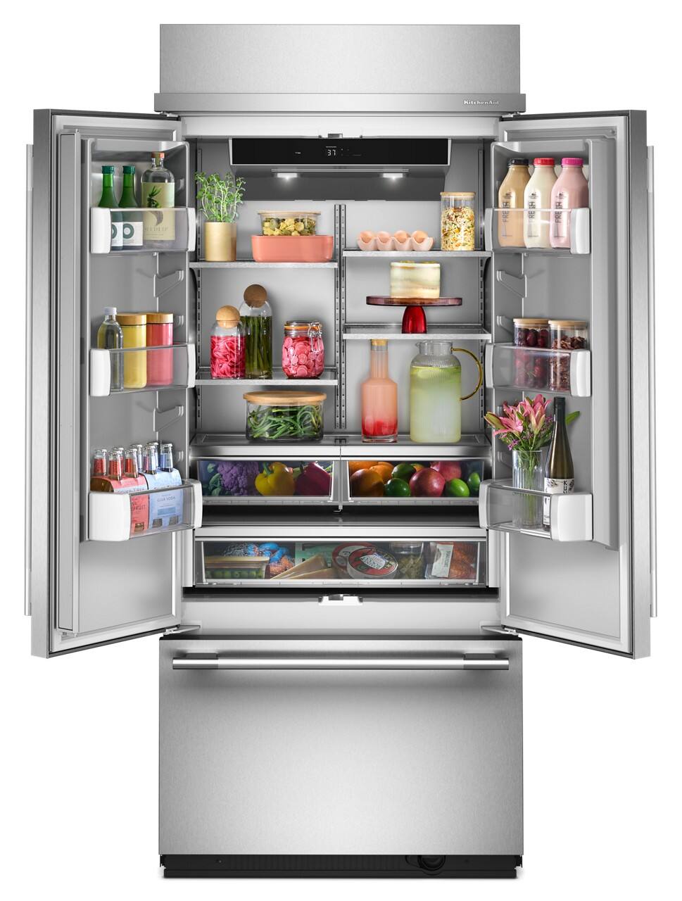 Alt View 1. KitchenAid - 20.8 Cu. Ft. Built-In French Door Bottom Mount Refrigerator - Stainless Steel with PrintShield Finish.