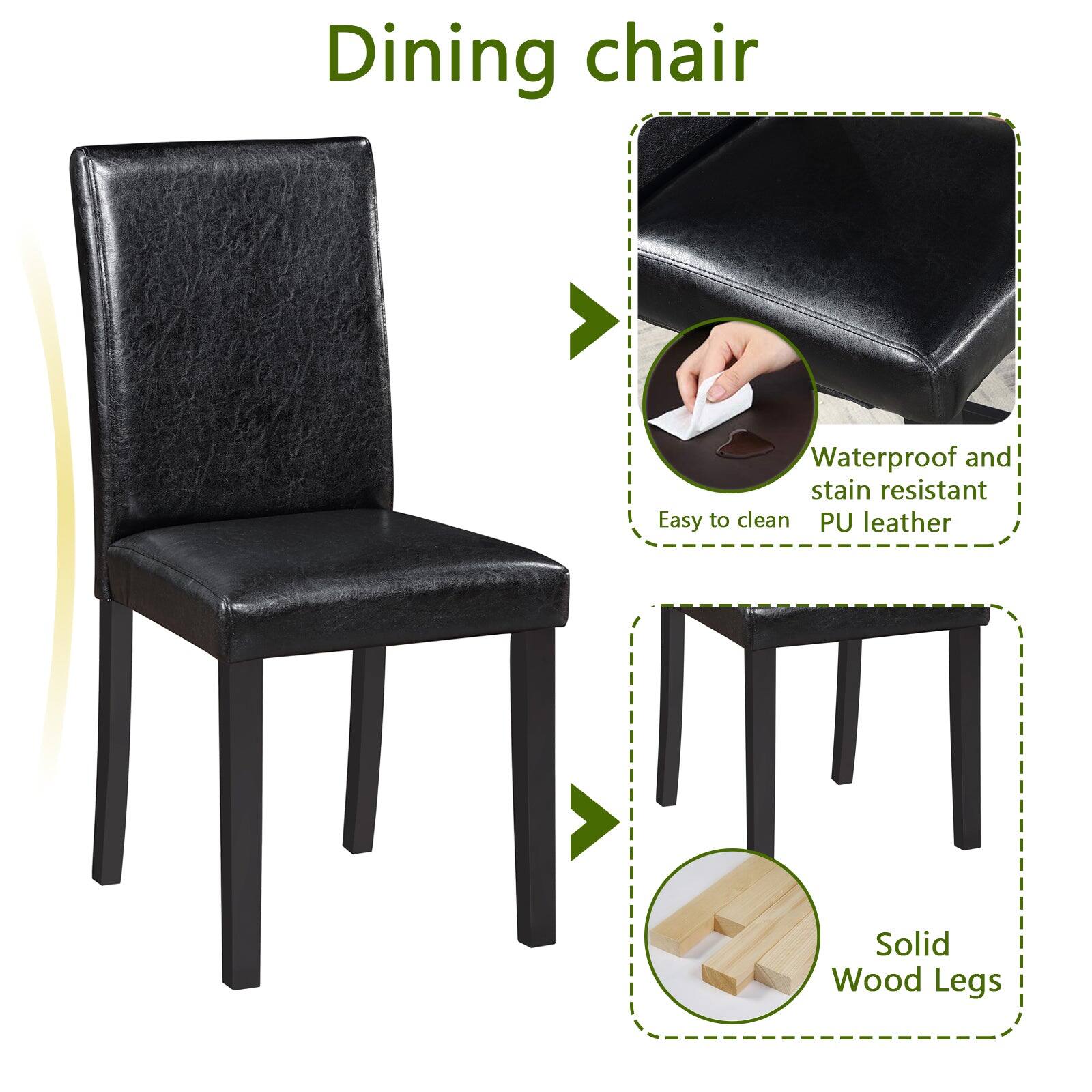 Dining chair

- Waterproof and stain resistant PU leather
- Easy to clean
- Solid Wood Legs