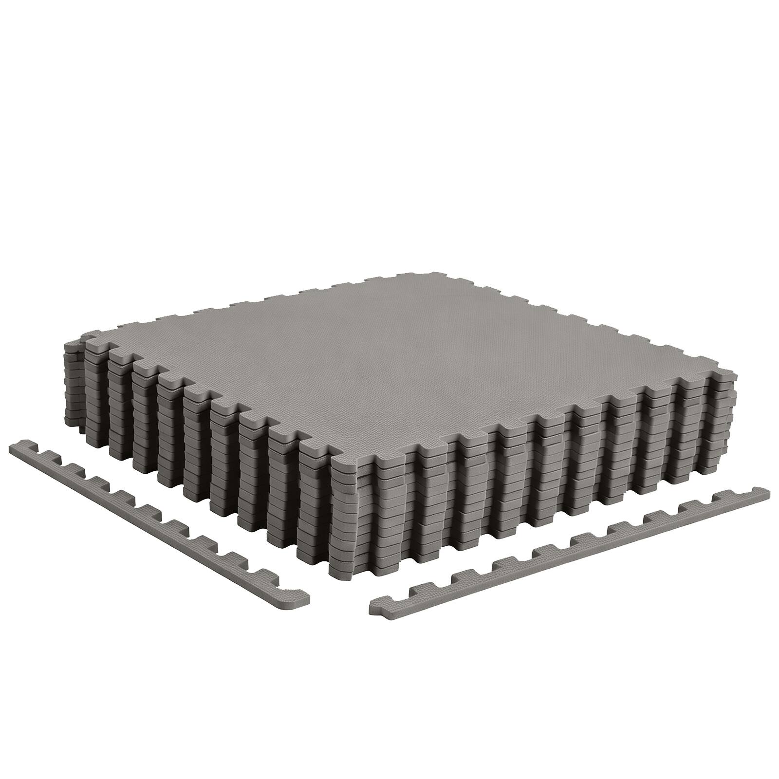 Costway - 12 Pack Interlocking EVA Foam Floor Tiles, 1/2 Inch Thick Puzzle Exercise Mats - Gray