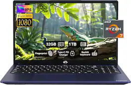 NIMO - 15.6" IPS FHD-Gaming-Laptop, 8 Cores AMD Ryzen 7 6800H 32GB DDR5 RAM 1TB SSD 4.7GHz Fingerprint 100W - Blue