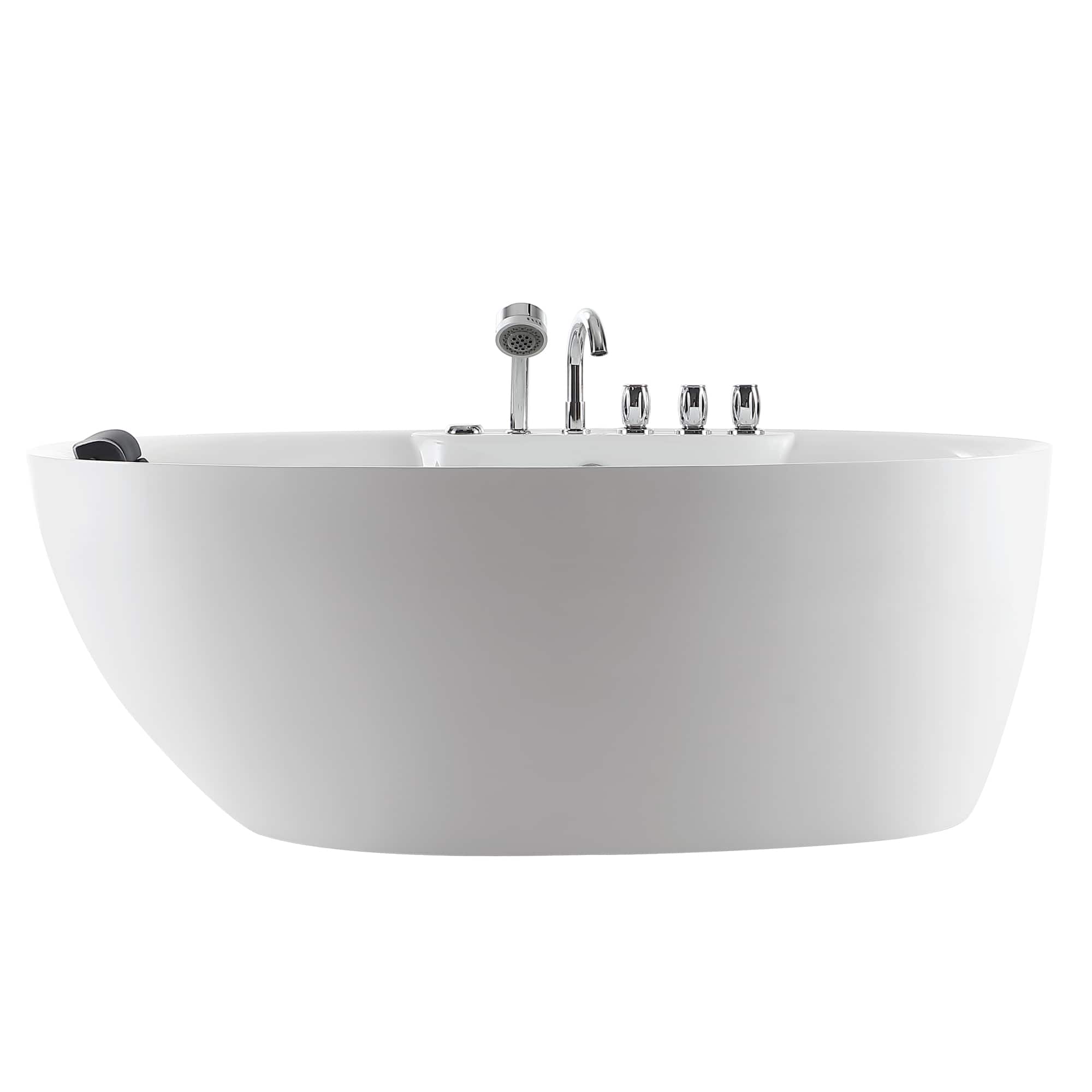 Empava - 71 in. x 33.8 in. Center Drain Freestanding Whirlpool Bathtub Hydrotherapy Jetted Soaking Bath Tub - Tub filler - White