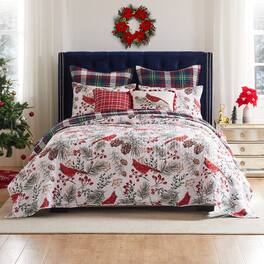 BreeBe - Cardinal Plaid Quilt Set 3-Piece Full/Queen - Red