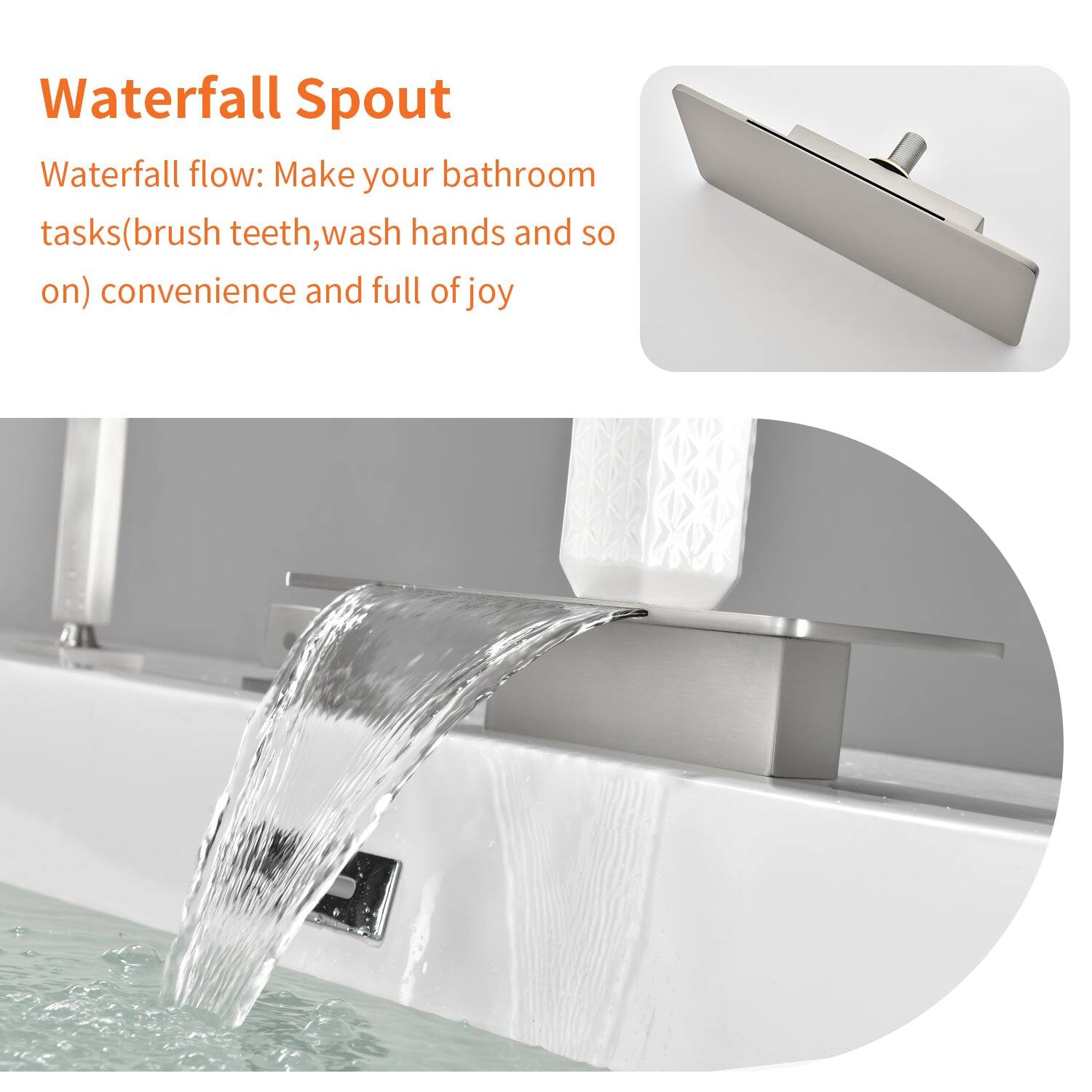 Waterfall Spout

Waterfall flow: Make your bathroom tasks (brush teeth, wash hands and so on) convenience and full of joy