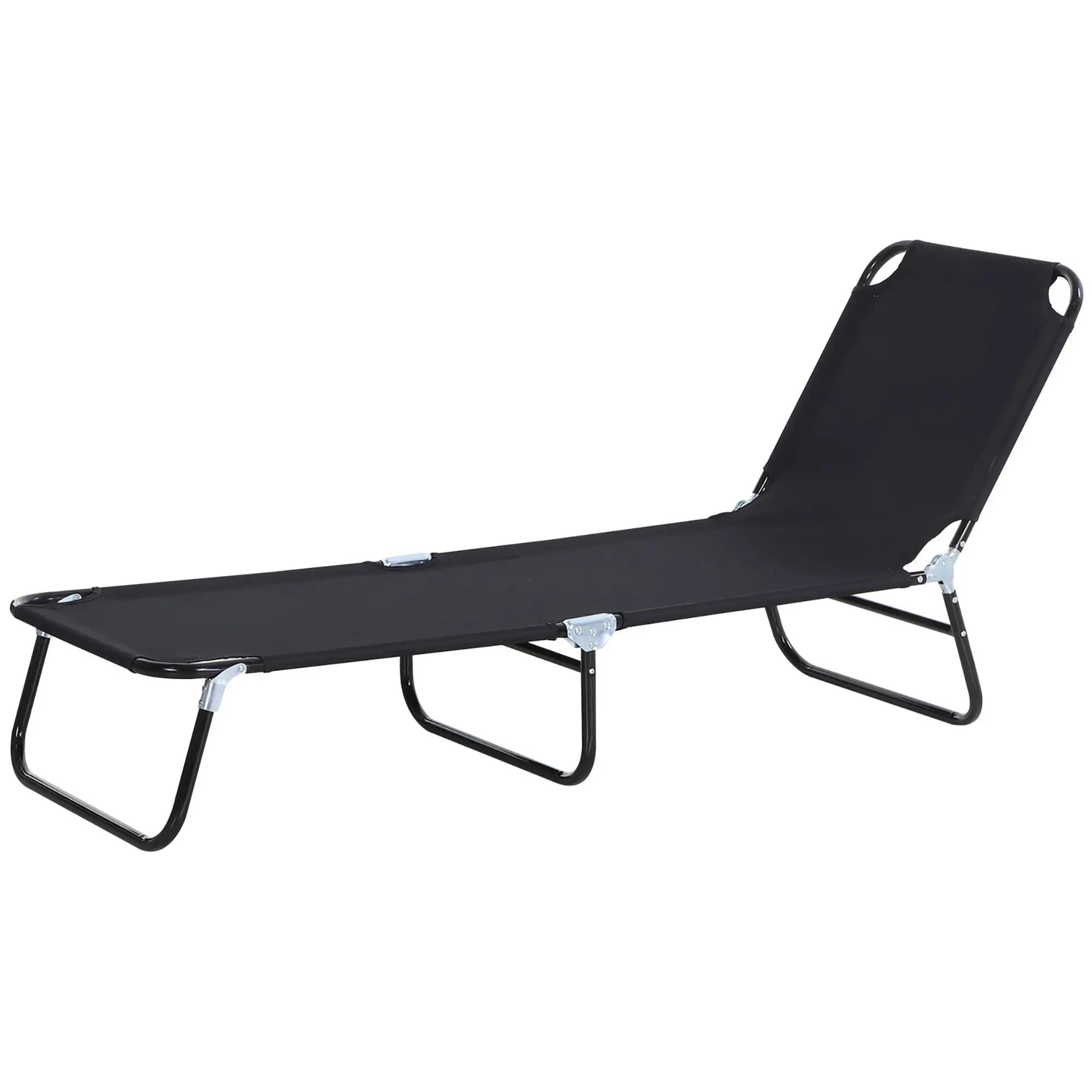 Angle. Resenkos - Resenkos Folding Chaise Lounge Pool Chairs, Outdoor Sun Tanning Chairs With 5-Level Reclining Back, Steel Frame, Black - Black.