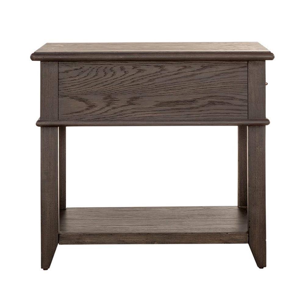 Back. Liberty Furniture Industries - Mill Creek Drawer End Table in Peppercorn - Brown.
