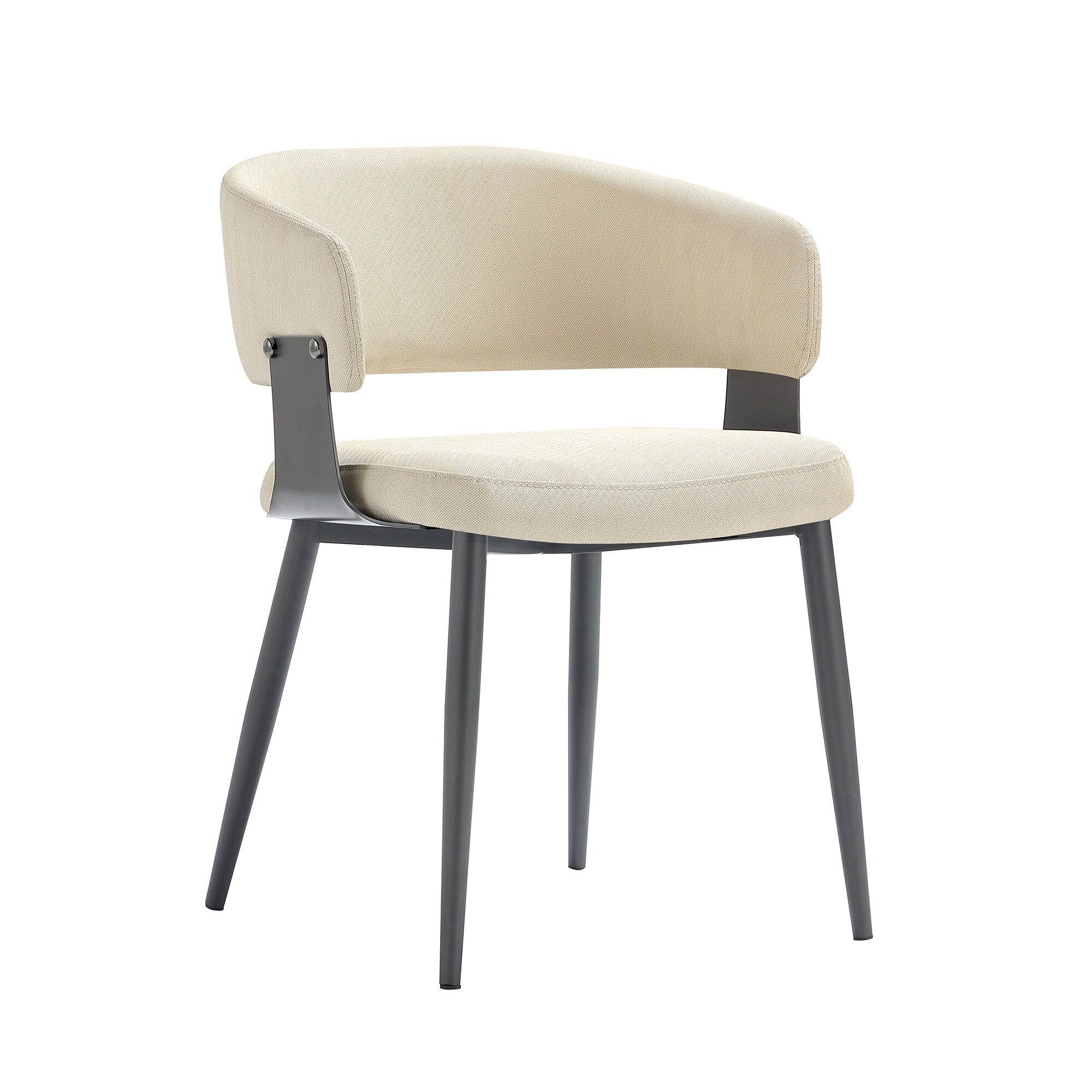 Alt View 2. Manhattan Comfort - Luce Modern Metal Textured Vegan Leather Dining Chair - Set of 2 - Sand.