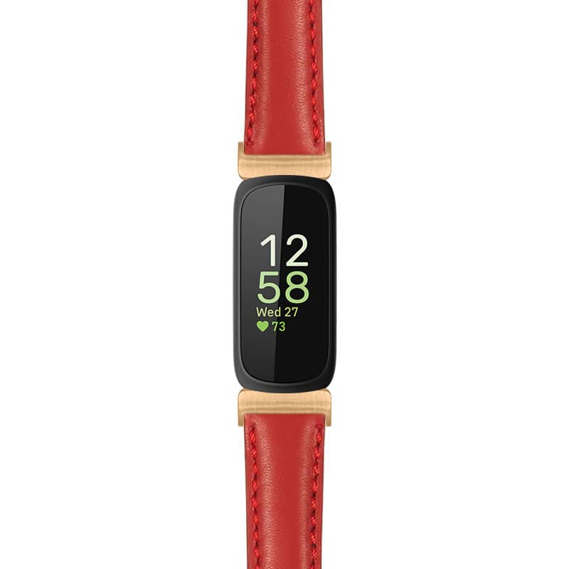 StrapsCo - Everyday Leather Watch Band Strap For Fitbit Inspire 3 (Extra Short) - Red (Rose Gold Hardware) price history on PriceWatchPro