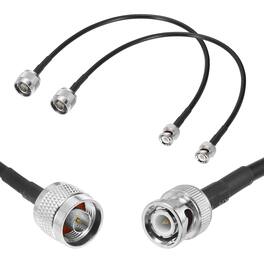 Unique Bargains - 2pcs RG58 N-to-BNC, 50 Ohm LL BNC M/N M Coax Jumper for Spectrum Analyzer, Antenna, Ham Radio, Oscilloscope & RF - Black