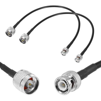 Front. Unique Bargains - 2pcs RG58 N-to-BNC, 50 Ohm LL BNC M/N M Coax Jumper for Spectrum Analyzer, Antenna, Ham Radio, Oscilloscope & RF - Black.