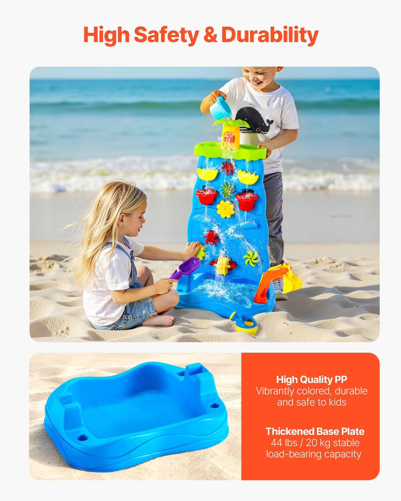 High Safety & Durability

High Quality PP  
Vibrantly colored, durable and safe to kids

Thickened Base Plate  
44 lbs / 20 kg stable load-bearing capacity