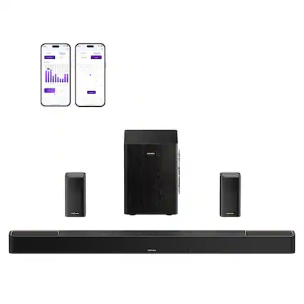Front. Ultimea - ULTIMEA Skywave Series 7.1.4ch Wireless Surround Sound System for TV, Dolby Atmos SoundBar with 8" Wireless Subwoofer - Black.