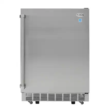 Front. Koolmore - 24" Outdoor Stainless Steel Refrigerator 5.5 Cubic Foot Capacity with Auto defrost, Blue LED lighting and IPX4 Rating - Black.