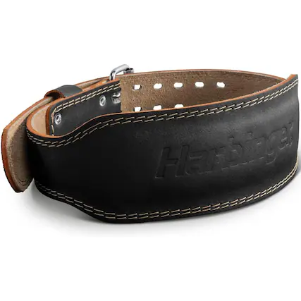Front. Harbinger - Harbinger Unisex 4" Wide Padded Leather Belt 2.0 - Black - Large - Black.