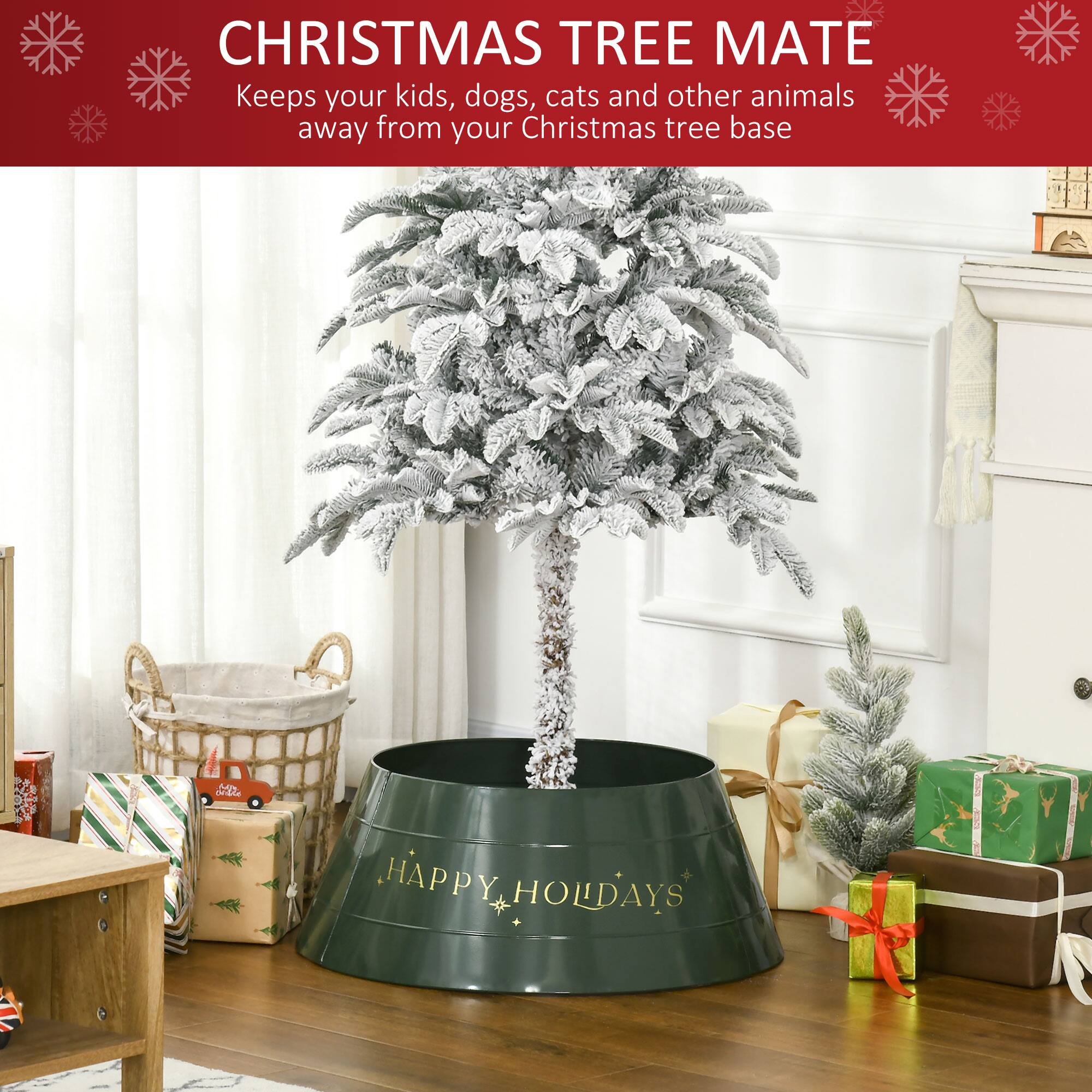 **CHRISTMAS TREE MATE**  
Keeps your kids, dogs, cats and other animals away from your Christmas tree base  

**HAPPY HOLIDAYS**