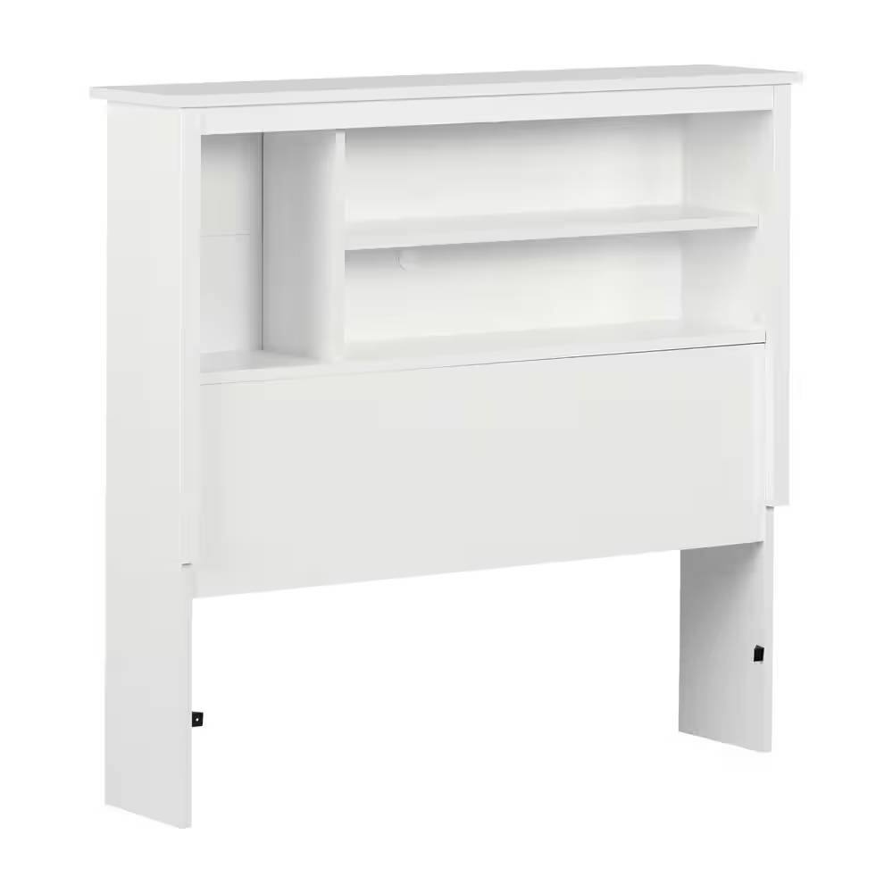 Angle. Hivvago - Twin size Modern Scandinavian Style Bookcase Headboard in White Wood Finish - White.