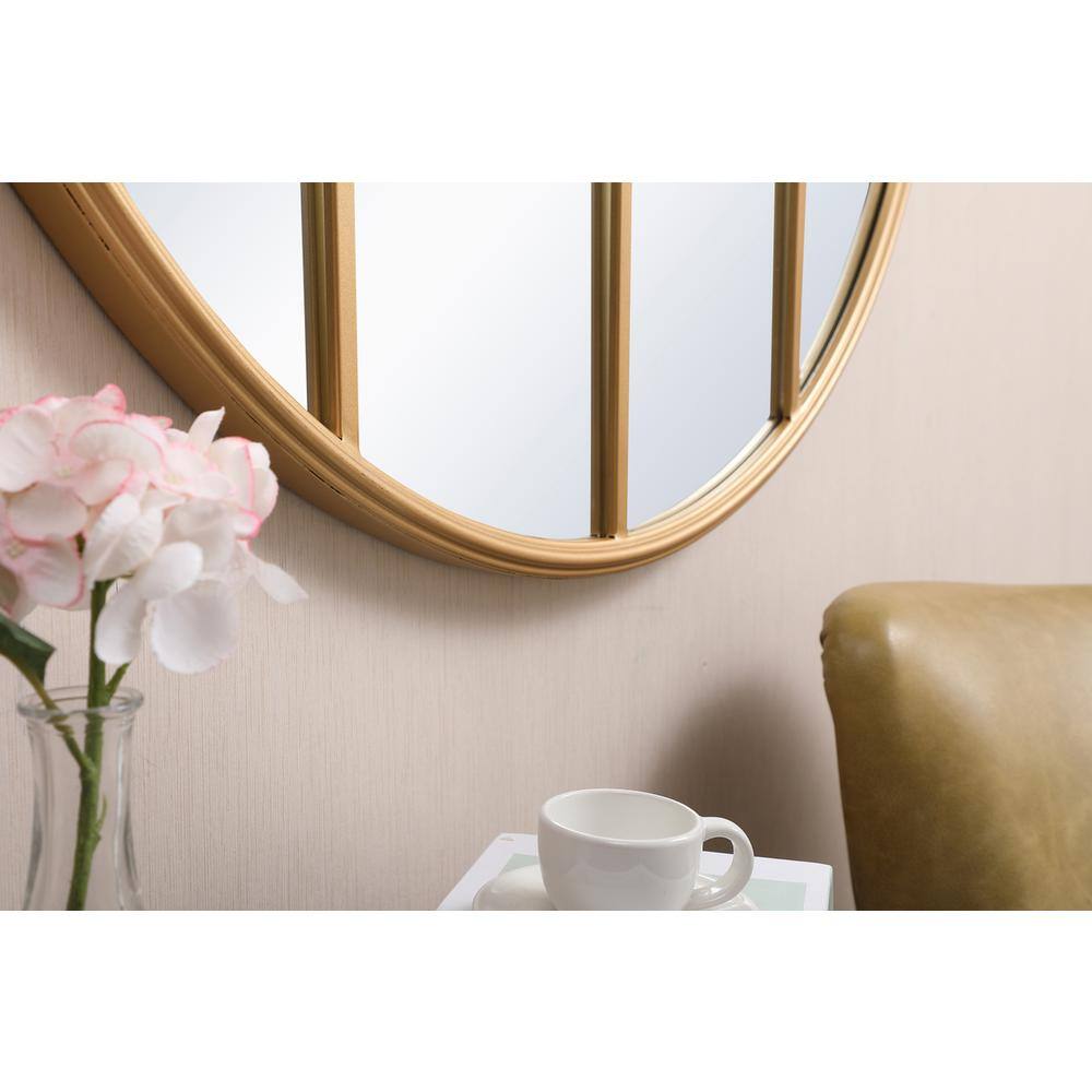 Left. Elegant Decor - Metal windowpane mirror 36 inch x 36 inch in Brass - Brass.