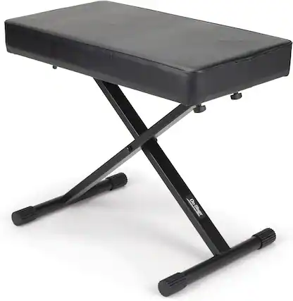 Front. On Stage Stands - OnStage 12.5" x 23.5" Deluxe X-Style Keyboard Bench, Black - Black.