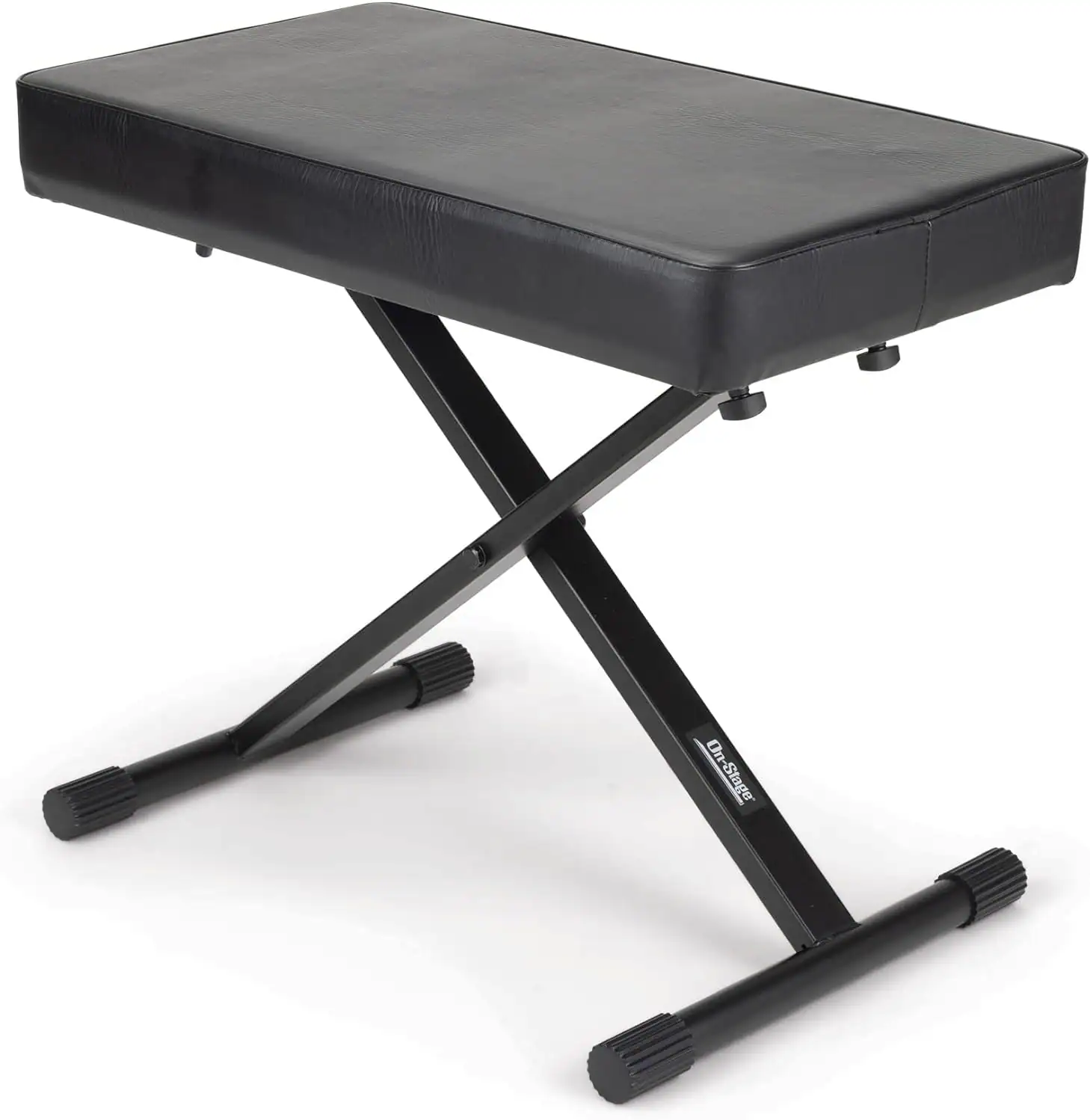 Front. On Stage Stands - OnStage 12.5" x 23.5" Deluxe X-Style Keyboard Bench, Black - Black.