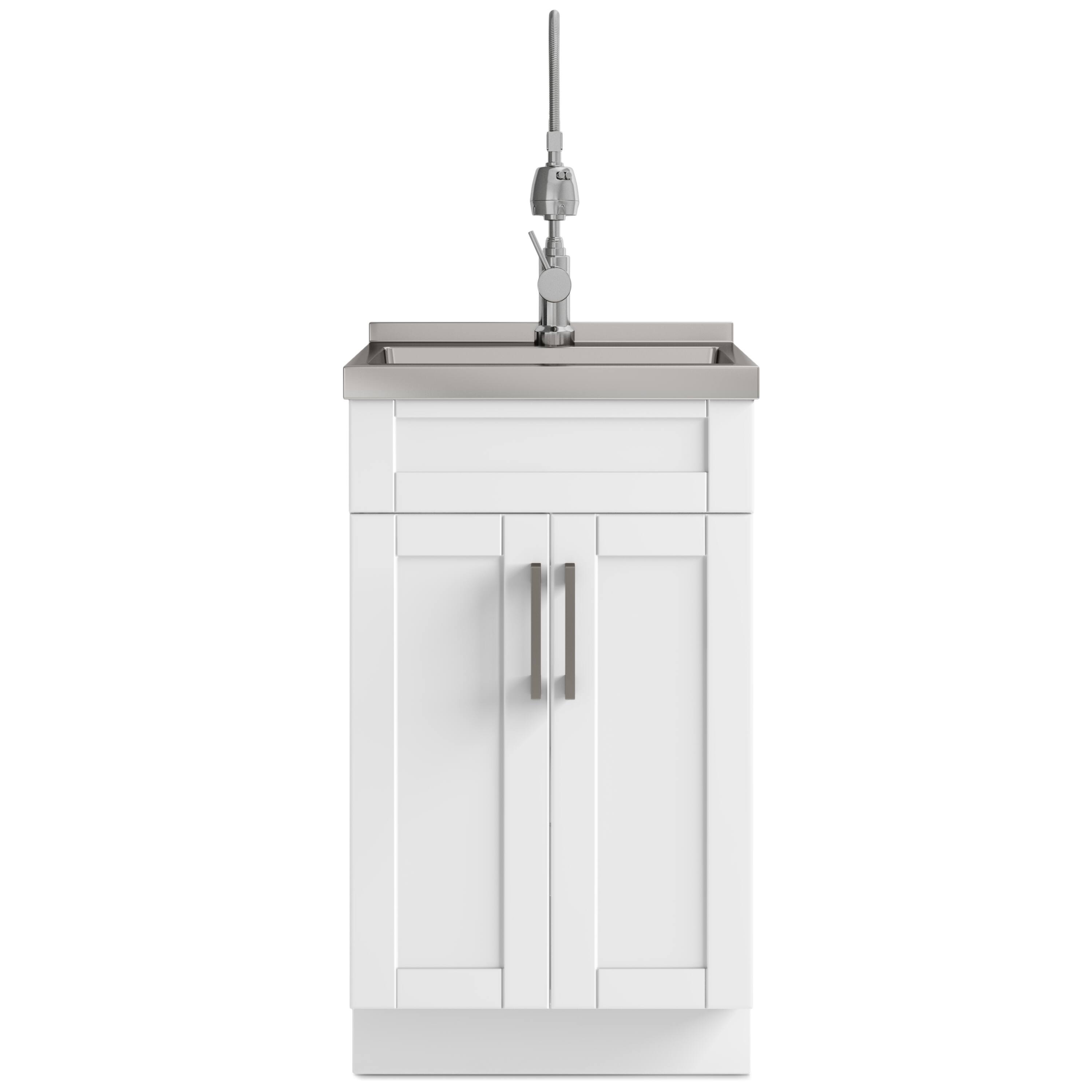 Left. Simpli Home - Hennessy  All-in-One 20-inch Utility Sink & Cabinet - Pure White.