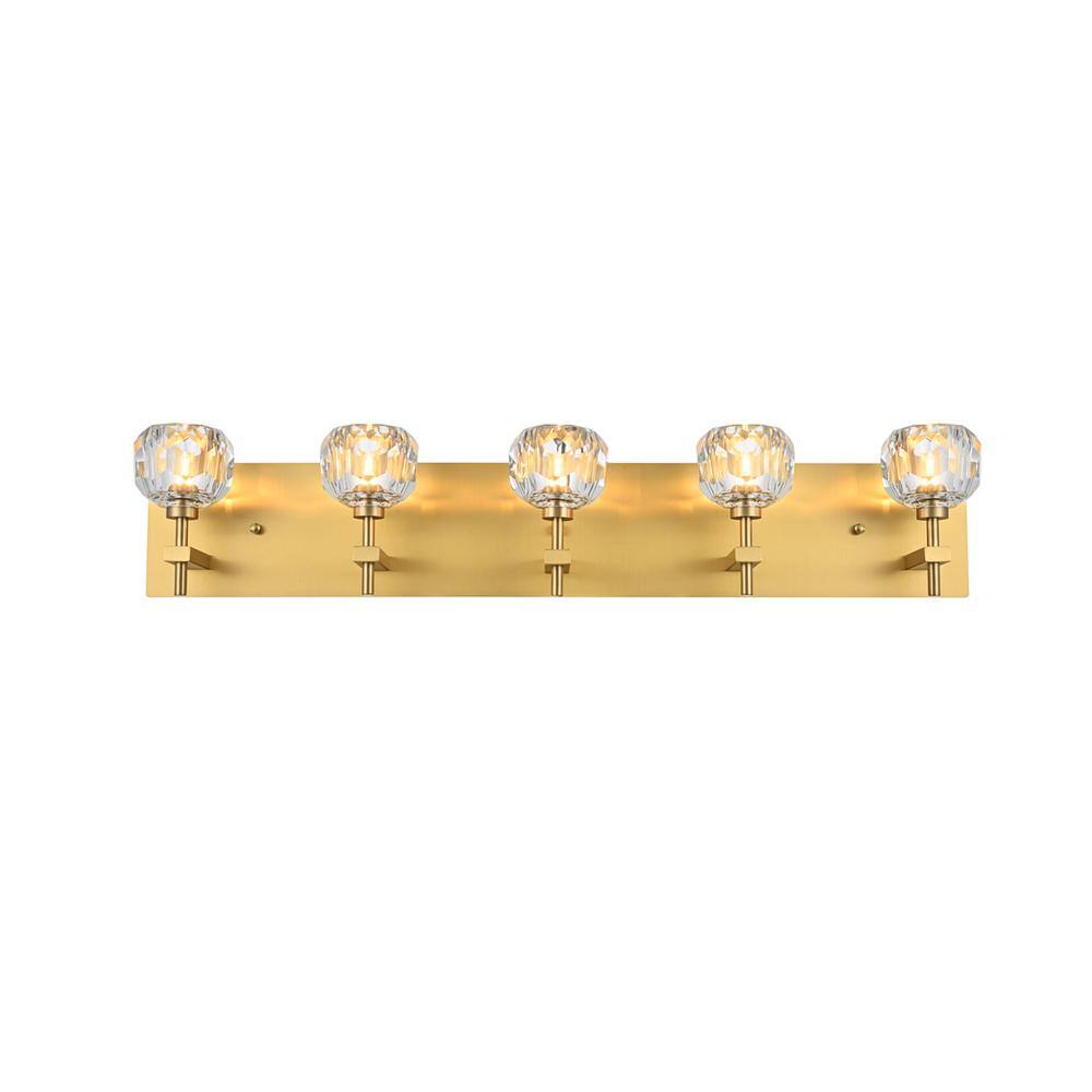 Alt View 4. Elegant Lighting - Graham 5 Light Wall Sconce in Gold - Gold And Clear.