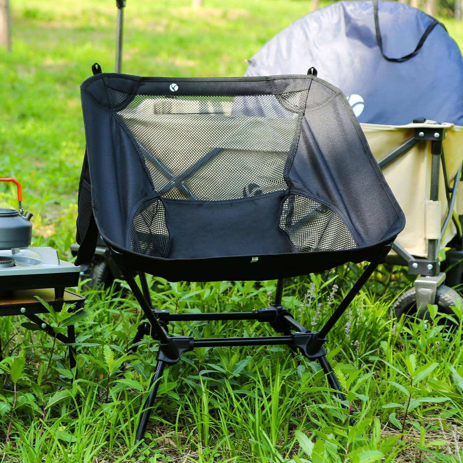 Angle. JETRANSPORT - Portable Camping Chair Ultralight Folding Chairs Outdoor For Camp Hiking Backpacking Lawn Beach Sports - 2pz Navy Small.