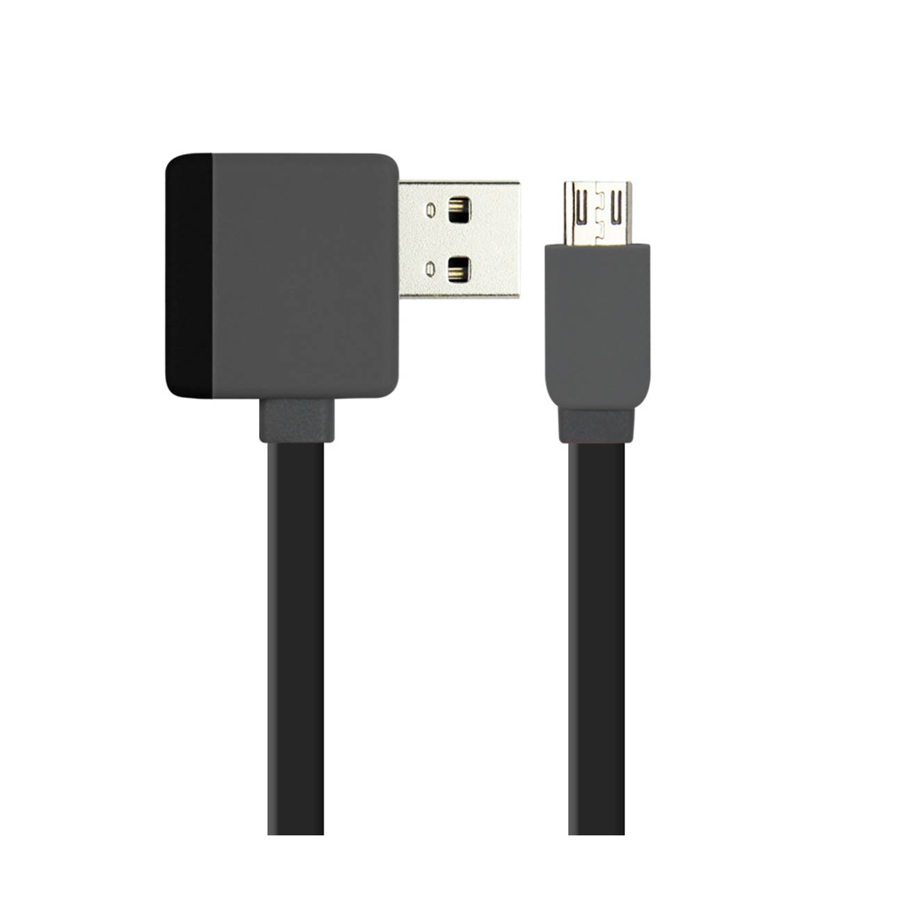 Front. Reiko - Micro Usb Piggyback Flat Liberator Usb Cable 3.2Ft In Black - Black.