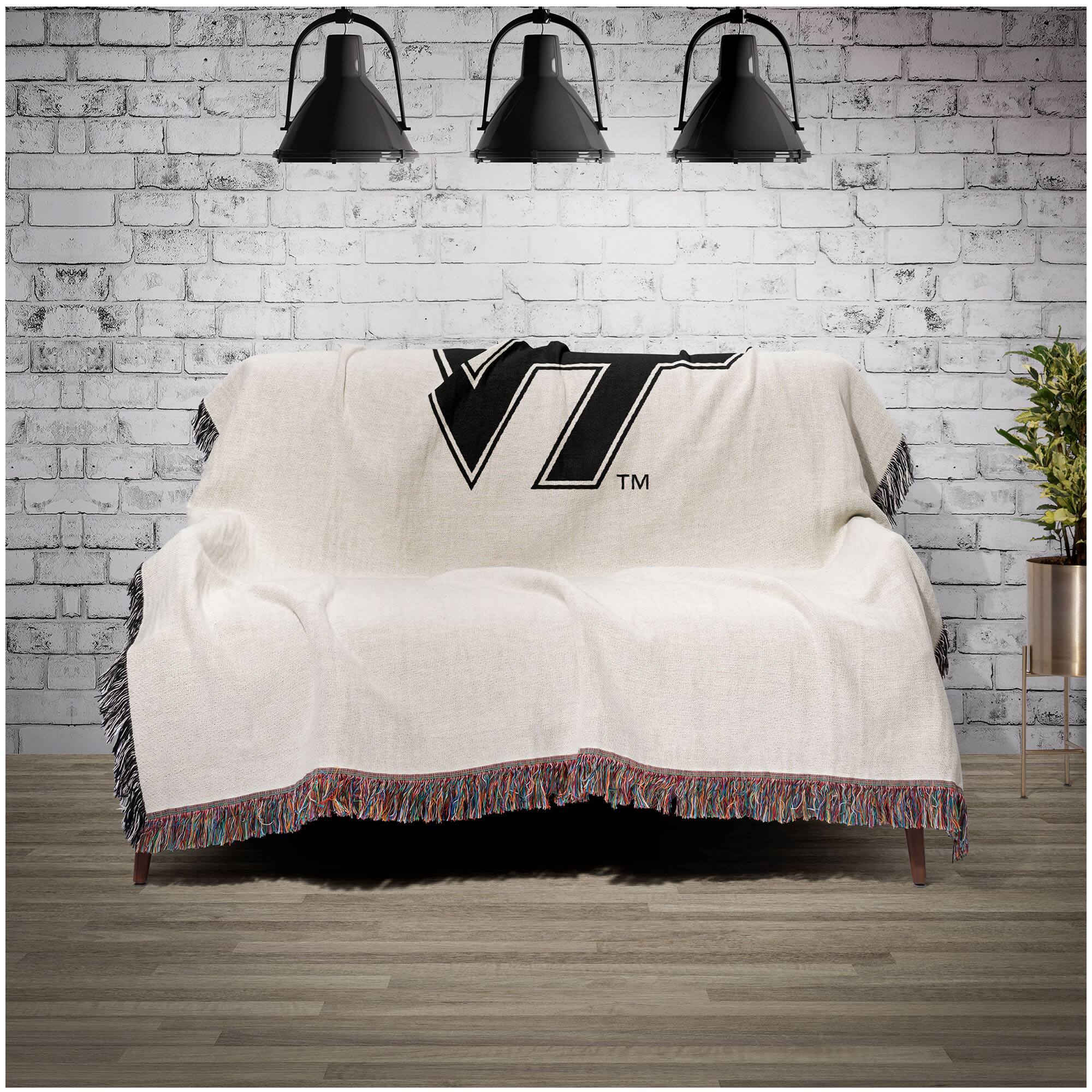 Alt View 1. Chad & Jake - Virginia Tech Hokies Woven Blanket - White.