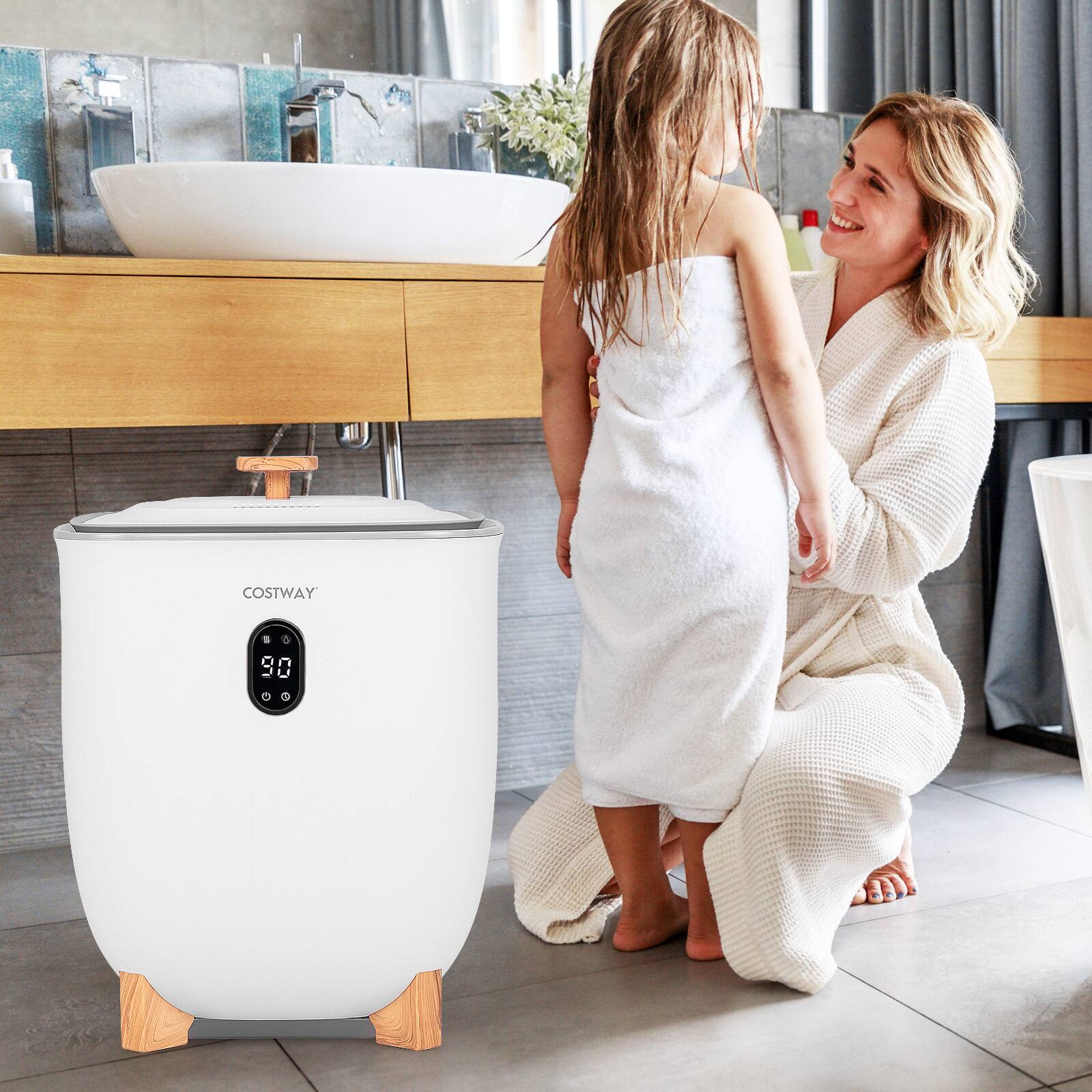 Alt View 1. Costway - Costway 20L Upgraded Towel Warmer for Bathroom with PTC Heater & 2 Fragrant Disc Holders - White.