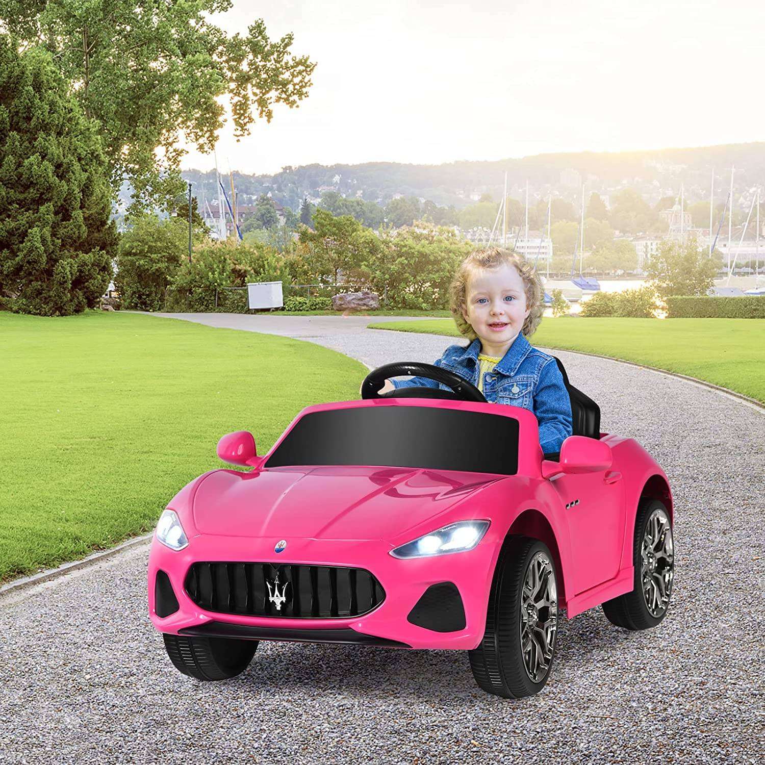 Alt View 5. Costway - Costway 12V Kids Ride On Car Maserati GranCabrio Licensed w/ Remote Control& Lights - Pink.