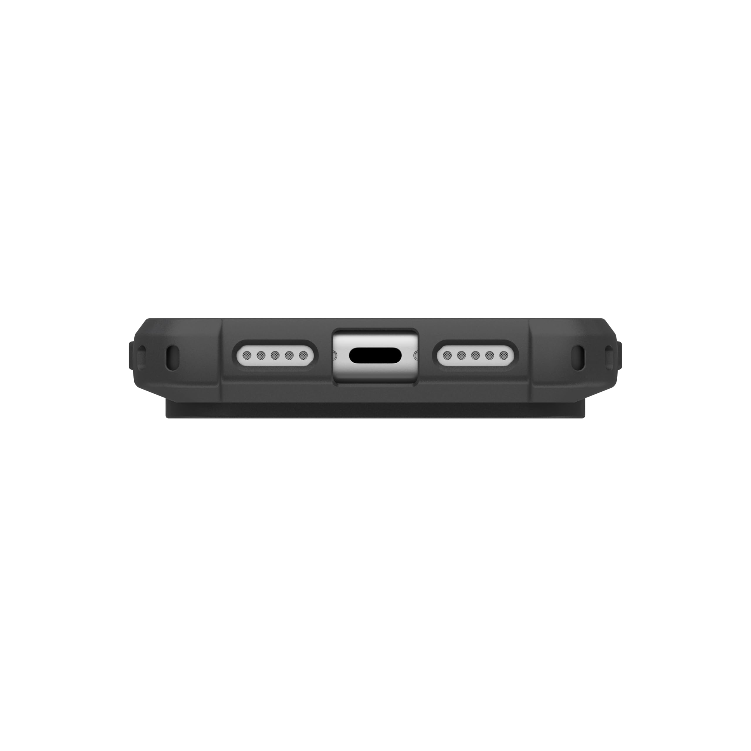 The image shows a black electronic device with a USB port and several LED indicator lights.