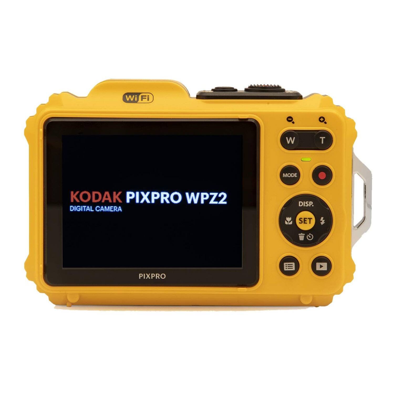 The text on the image reads "Wi Fi W T MODE KODAK PIXPRO WPZ2 DIGITAL CAMERA DISP. SET PIXPRO."