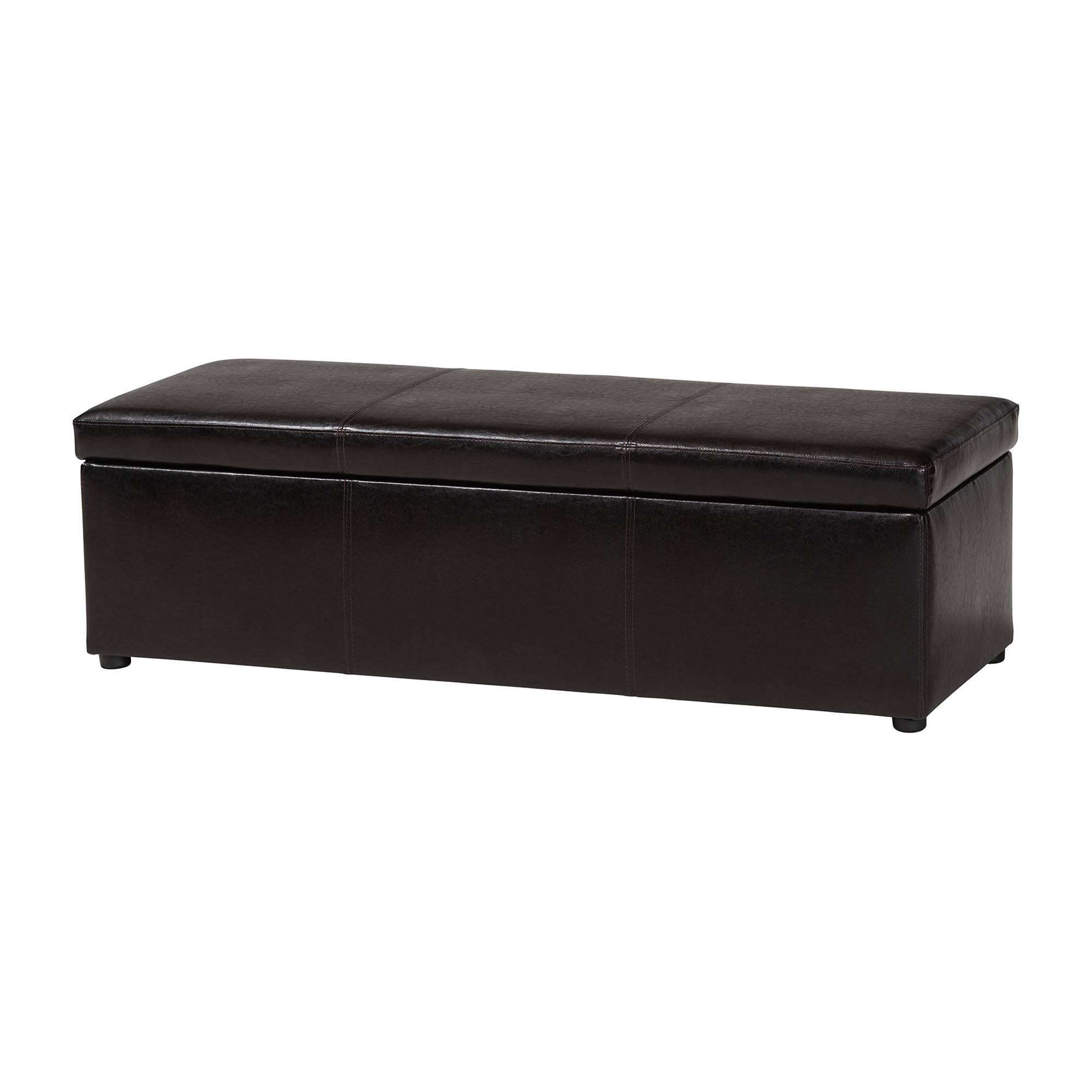 Left. Baxton Studio - Dennehy Modern Ottoman - Dark Brown.