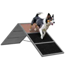 Pawhut - Dog Agility Equipment, Playground with Non-slip Surface, A-frame, Ramp, All Breeds, Backyard/Park, Obstacle Course - Gray