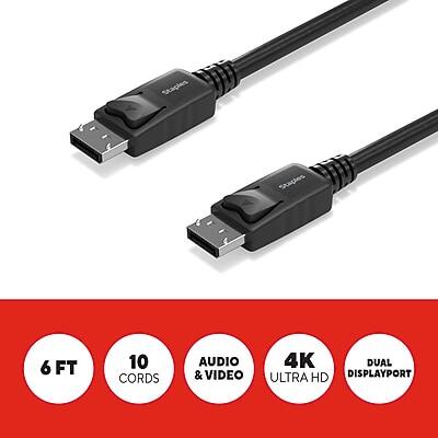 Displayport Sound Staples TECH 6 ft. DisplayPort to DisplayPort Audio/Video Cable, Male ...