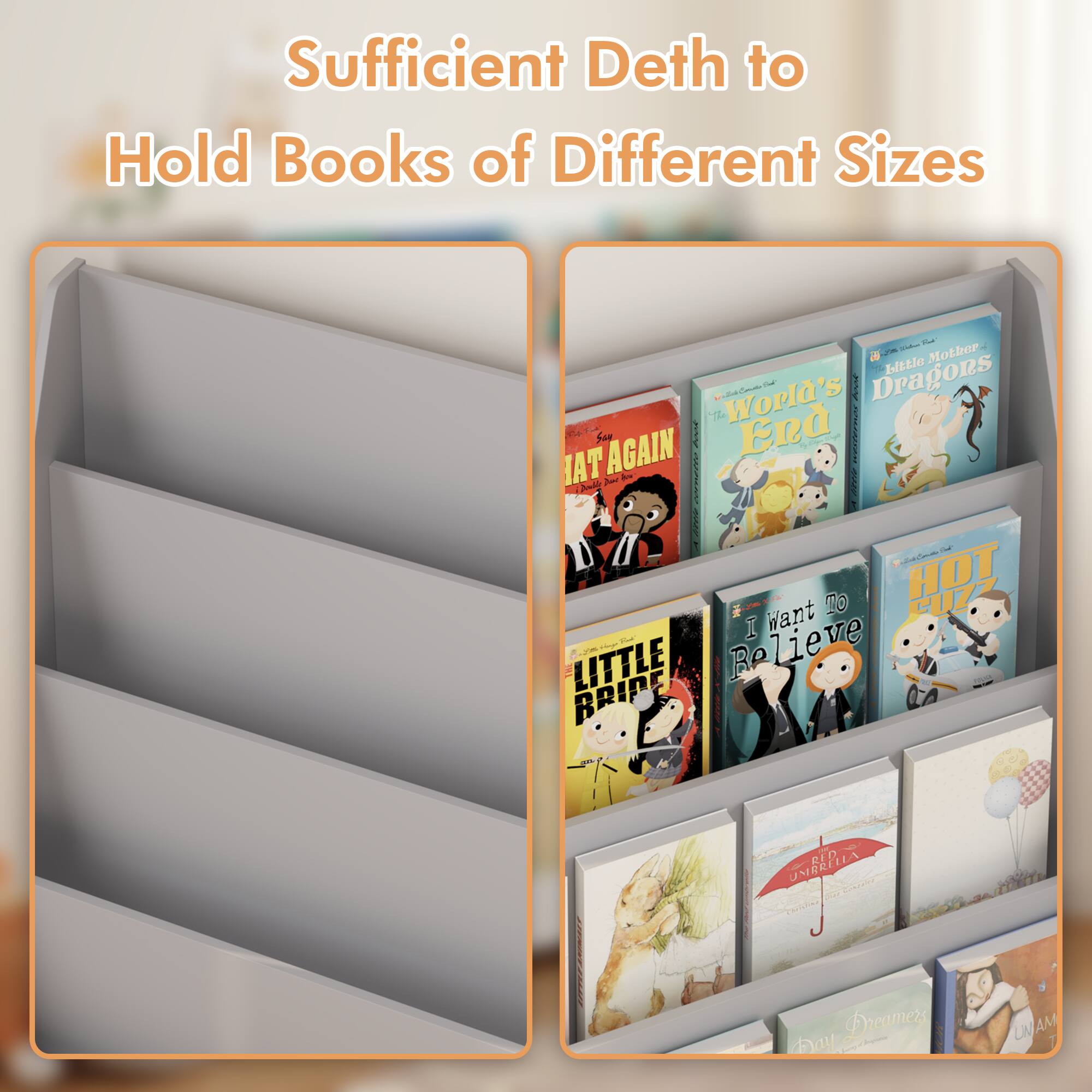 Sufficient Depth to Hold Books of Different Sizes

ode Coffeen Mother Dragons Little  Food V World's Jish The AT AGAIN Say End Aur for Andda Sin't    HOT FUZZ I Want SEC Vango Relieve BRIDE LITTLE
UMBRELLA RED
Dreamers Day
la UMAM