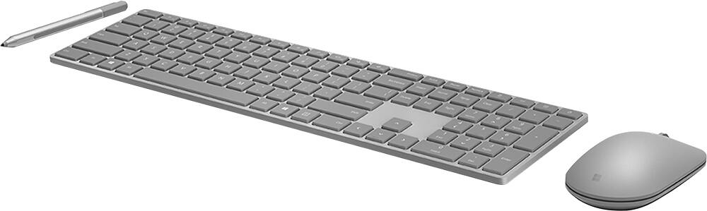 Left. Microsoft - Surface Full-size Wireless Keyboard - Silver.